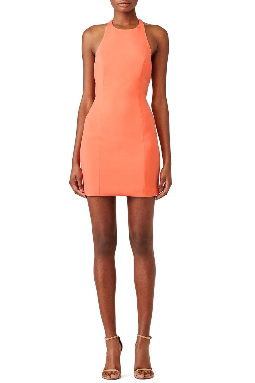 Jay Godfrey Papaya Orange Benioff Open Back Halter Mini Dress Size 8